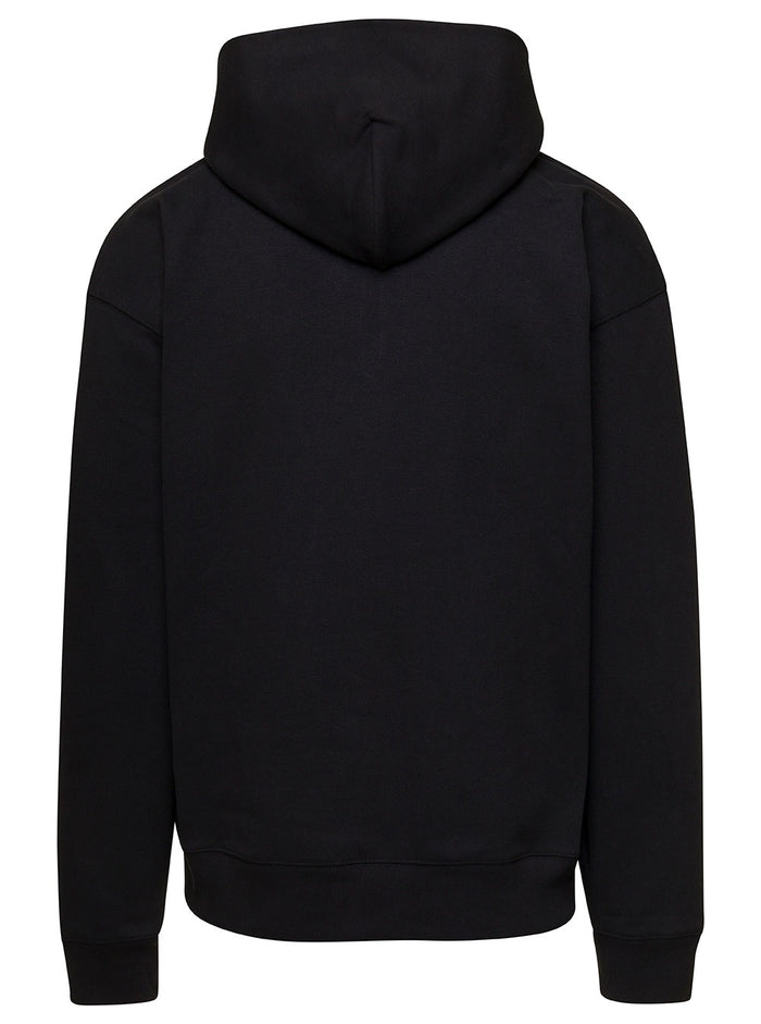 Oversized Black Sweatshirt With Target Print Stretch Cotton Man Elastane Sweatshirts