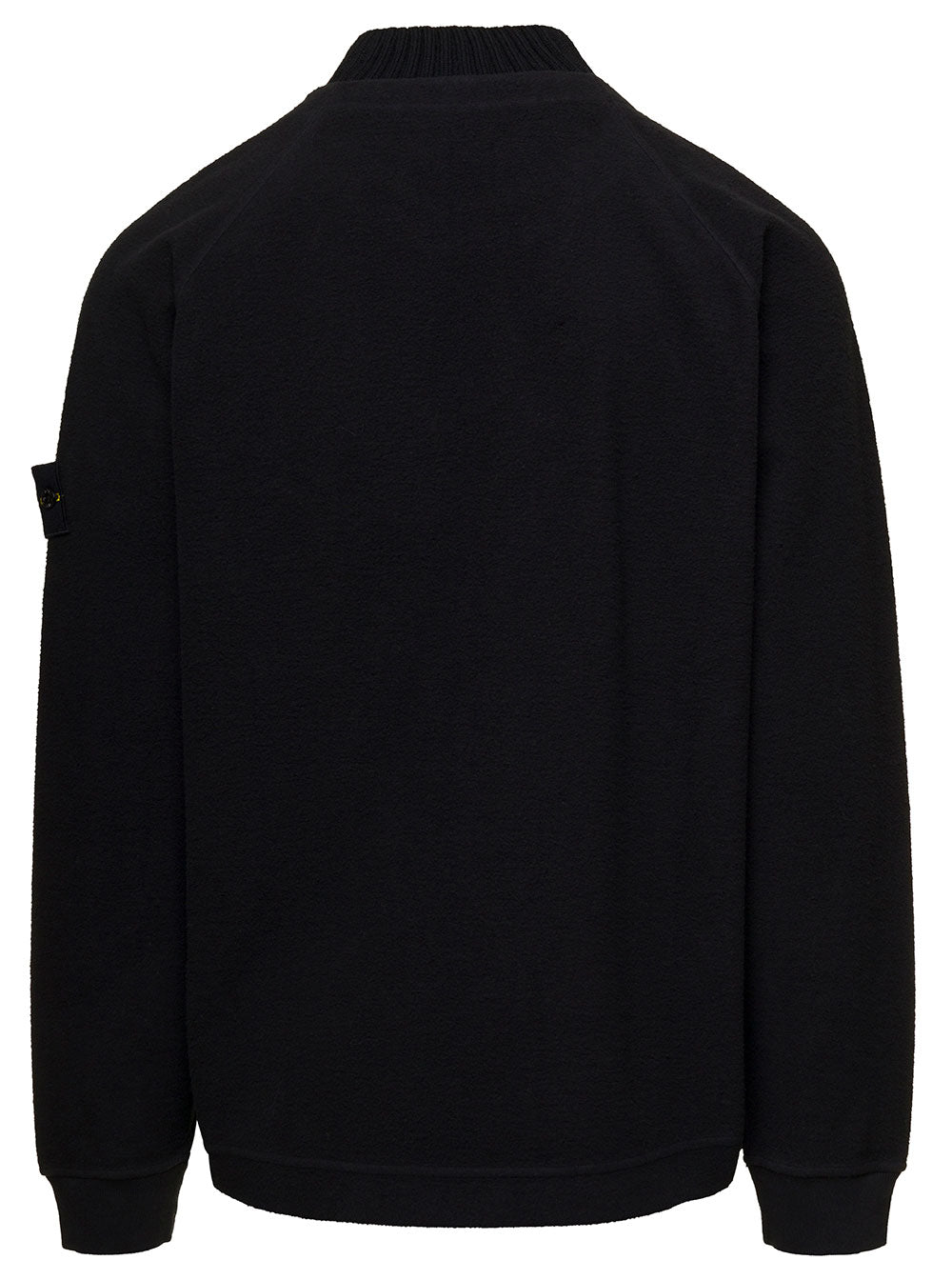 Black Sweatshirt With Ribbed High-Neck And Logo Patch Cotton Blend Man Polyamide Sweatshirts