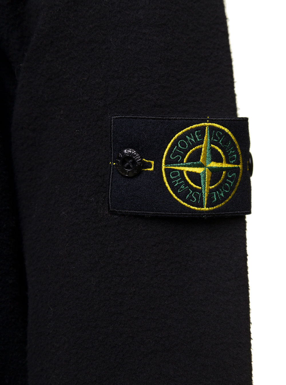 Black Sweatshirt With Ribbed High-Neck And Logo Patch Cotton Blend Man Polyamide Sweatshirts