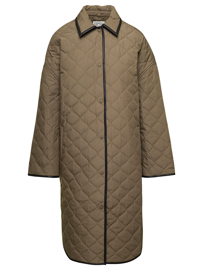 Beige Quilted Cocoon Coat Cotton Woman Organic