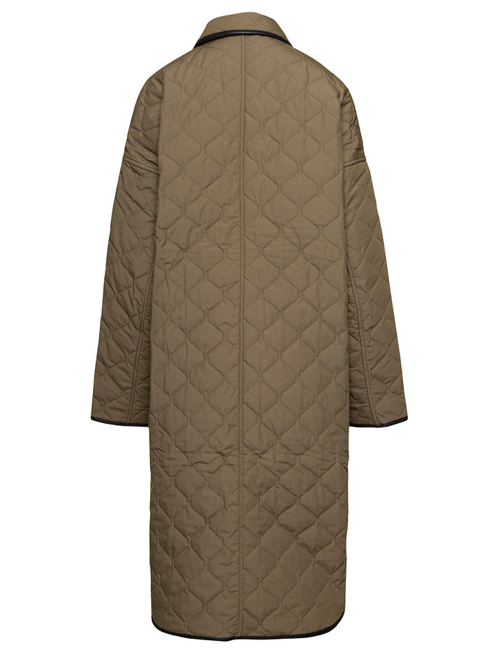 Beige Quilted Cocoon Coat Cotton Woman Organic
