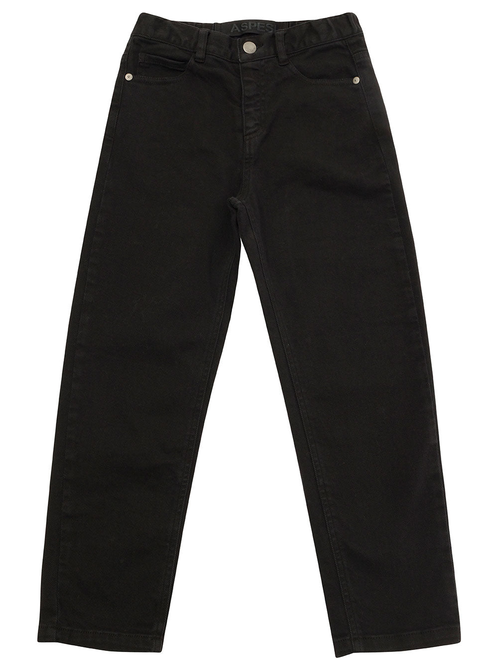 Black Five-Pocket Jeans With Brand Label Stretch Cotton Denim Boy Elastane Trousers