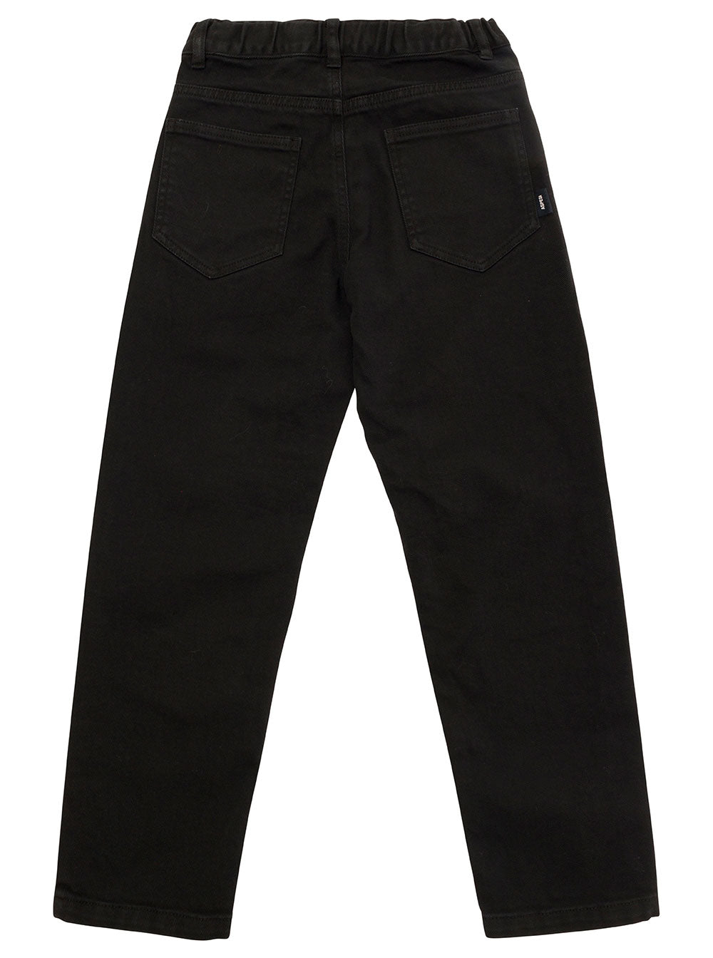 Black Five-Pocket Jeans With Brand Label Stretch Cotton Denim Boy Elastane Trousers