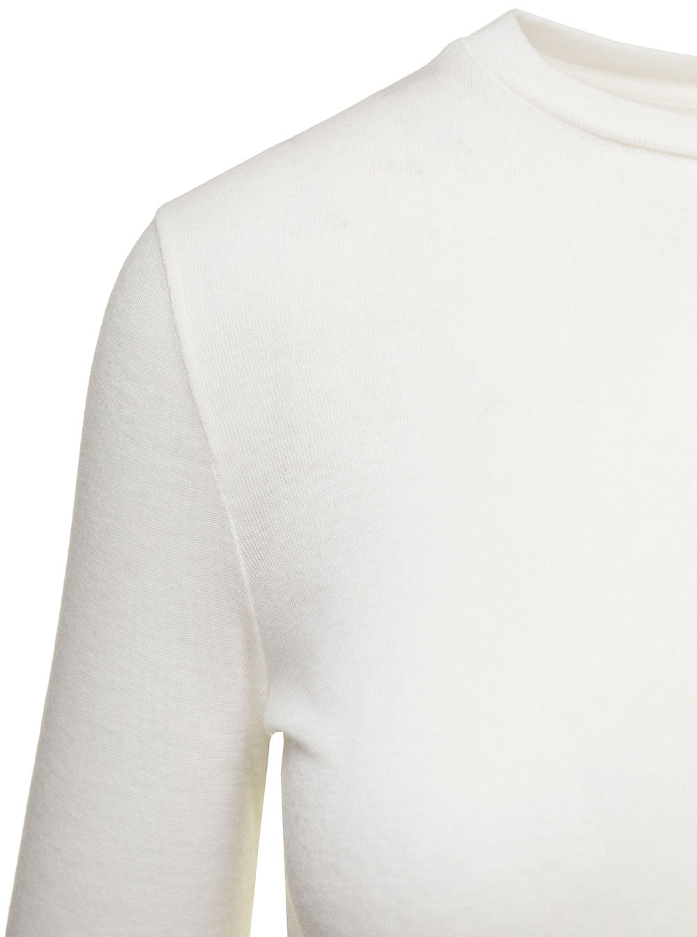 White Crewneck Long Sleeve T-Shirt Wool Woman Lyocell Tshirts And Polo Shirts
