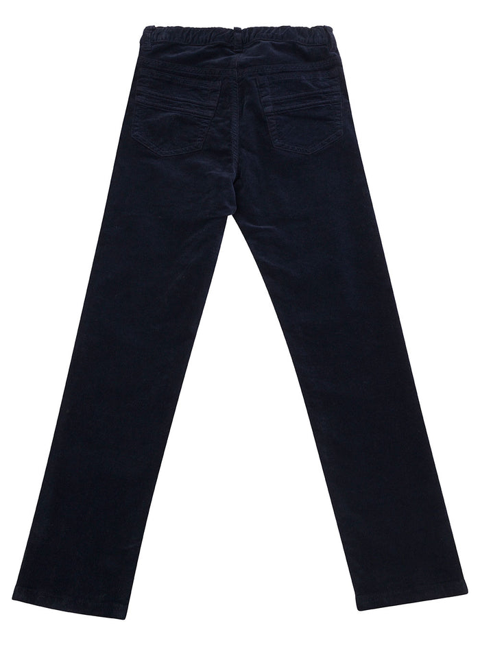 Blue Five-Pocket Jeans With Logo Patch Stretch Cotton Denim Boy Blu Elastane Trousers