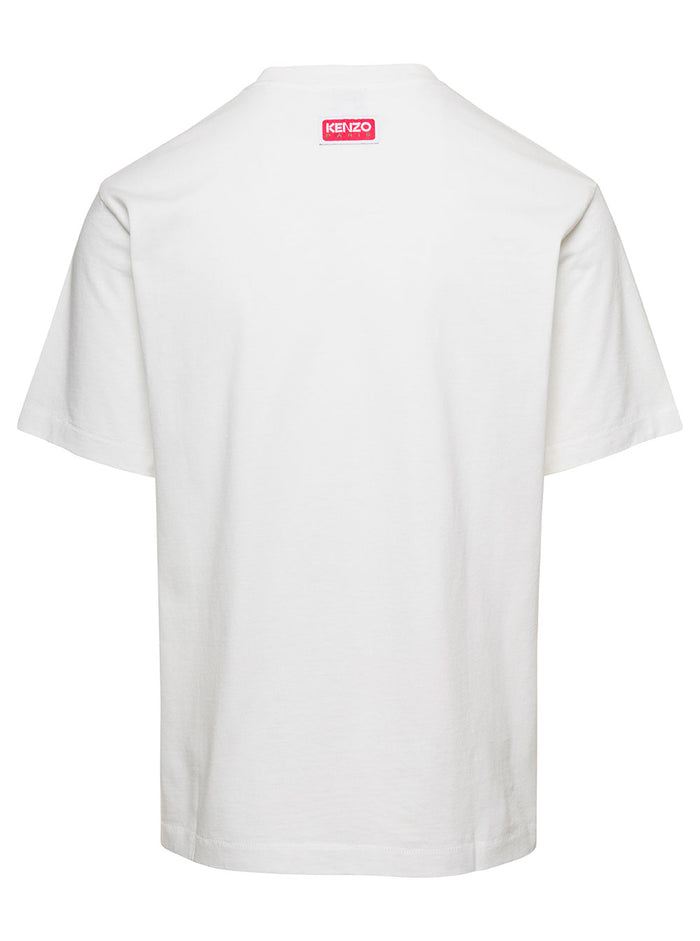 White Crewneck T-Shirt With Tiger Embroidery Cotton Man Tshirts And Polo Shirts