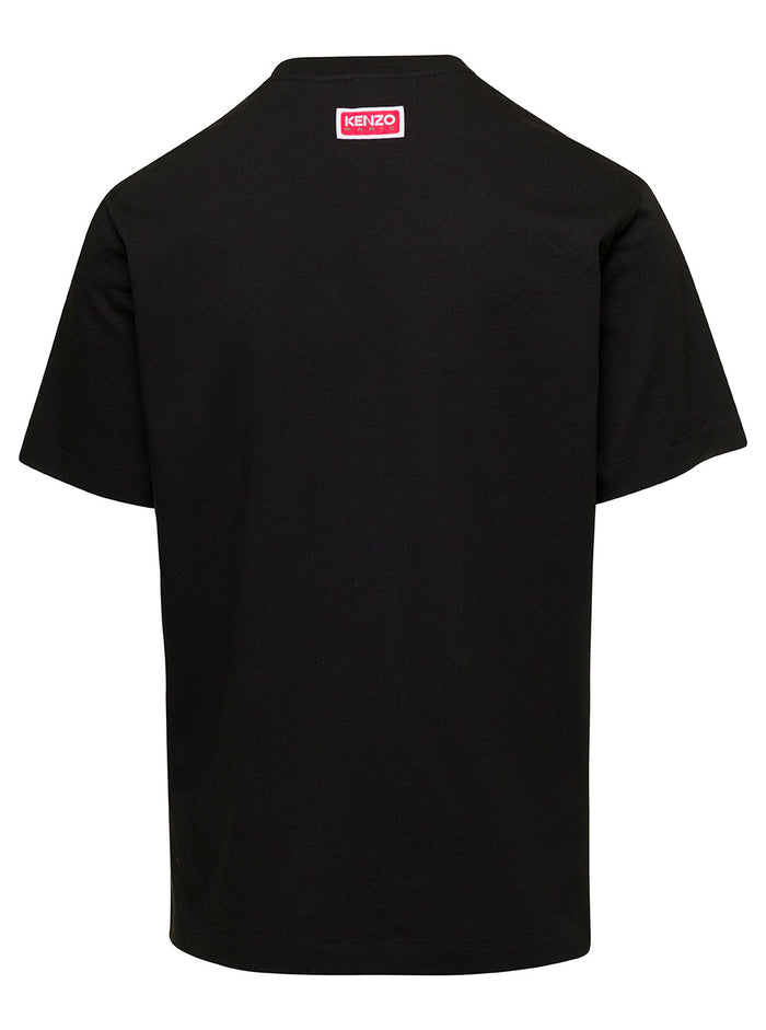 Black Crewneck T-Shirt With Tiger Embroidery Cotton Man Tshirts And Polo Shirts