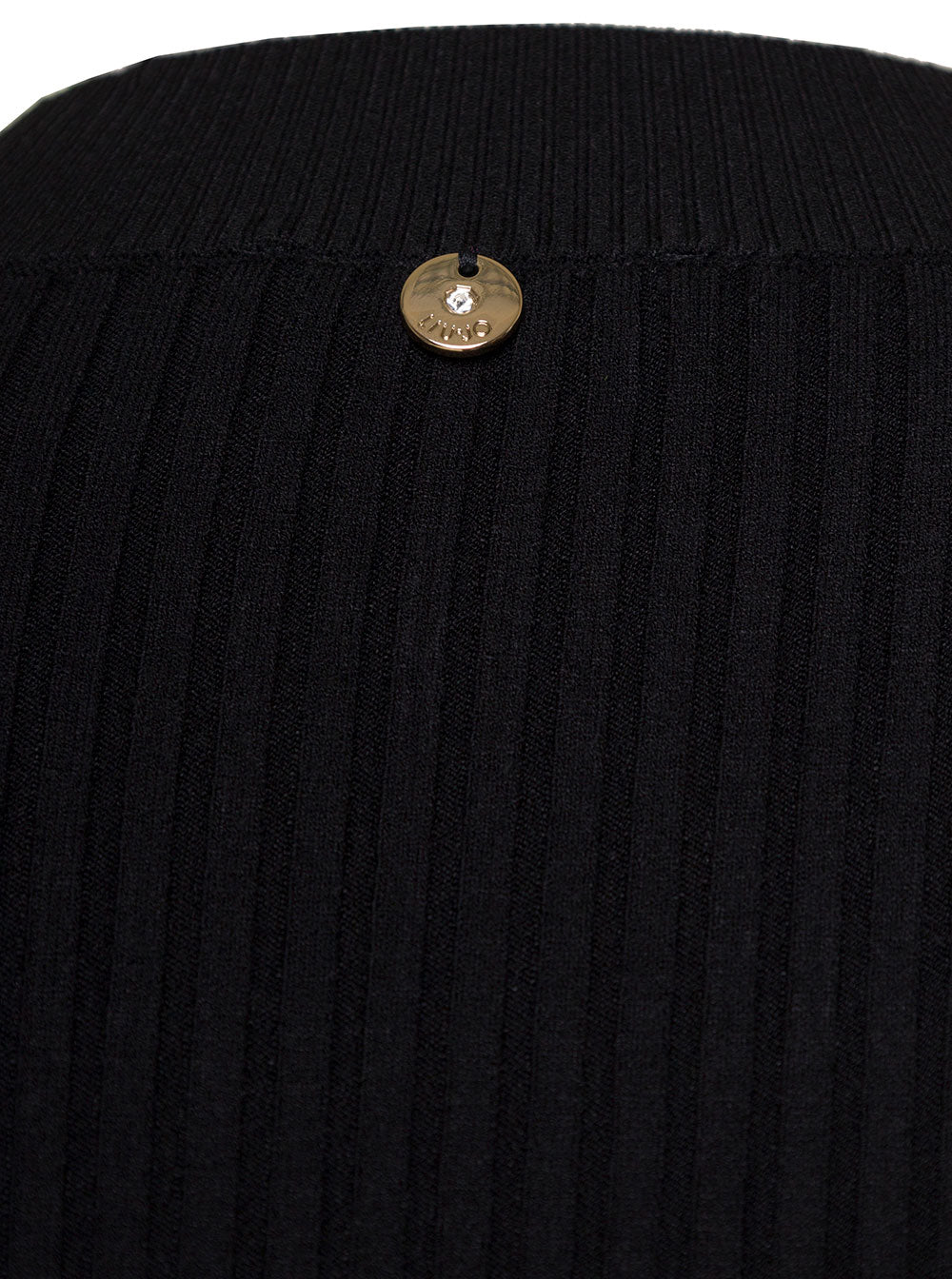 Black Ribbed Sweater With Cut-Out Detail At The Frint Viscose Blend Woman Polyester Jersey