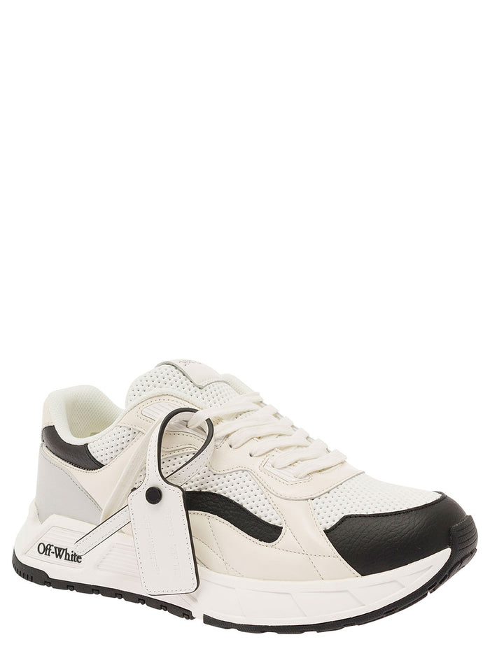 Runner White Low Top Sneakers With Zip-Tie Tag And Logo Mixed Materials Man