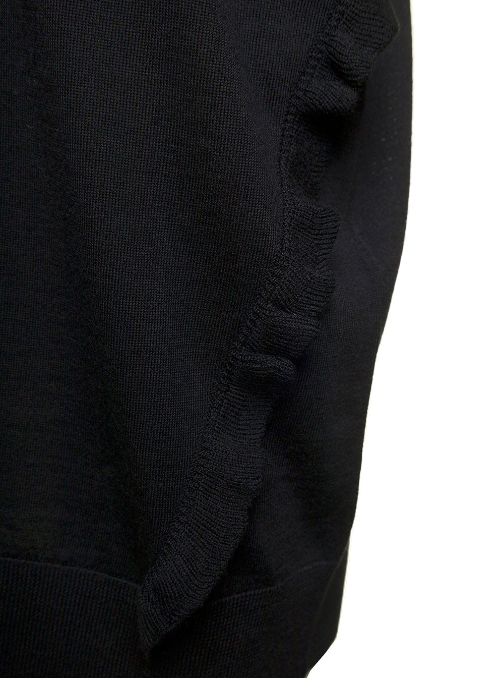 Black Relaxed Sweater With Rear Logo Patch Wool Woman Jersey