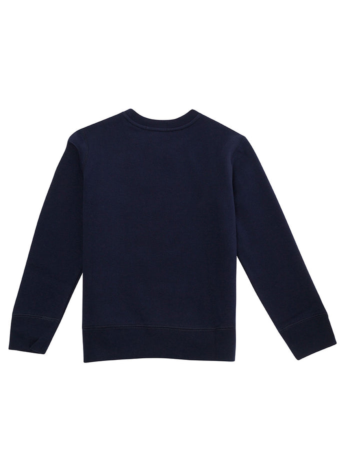 Blue Crewneck Sweater With Polo Bear Print Cotton Blend Boy Blu Polyester Sweatshirts