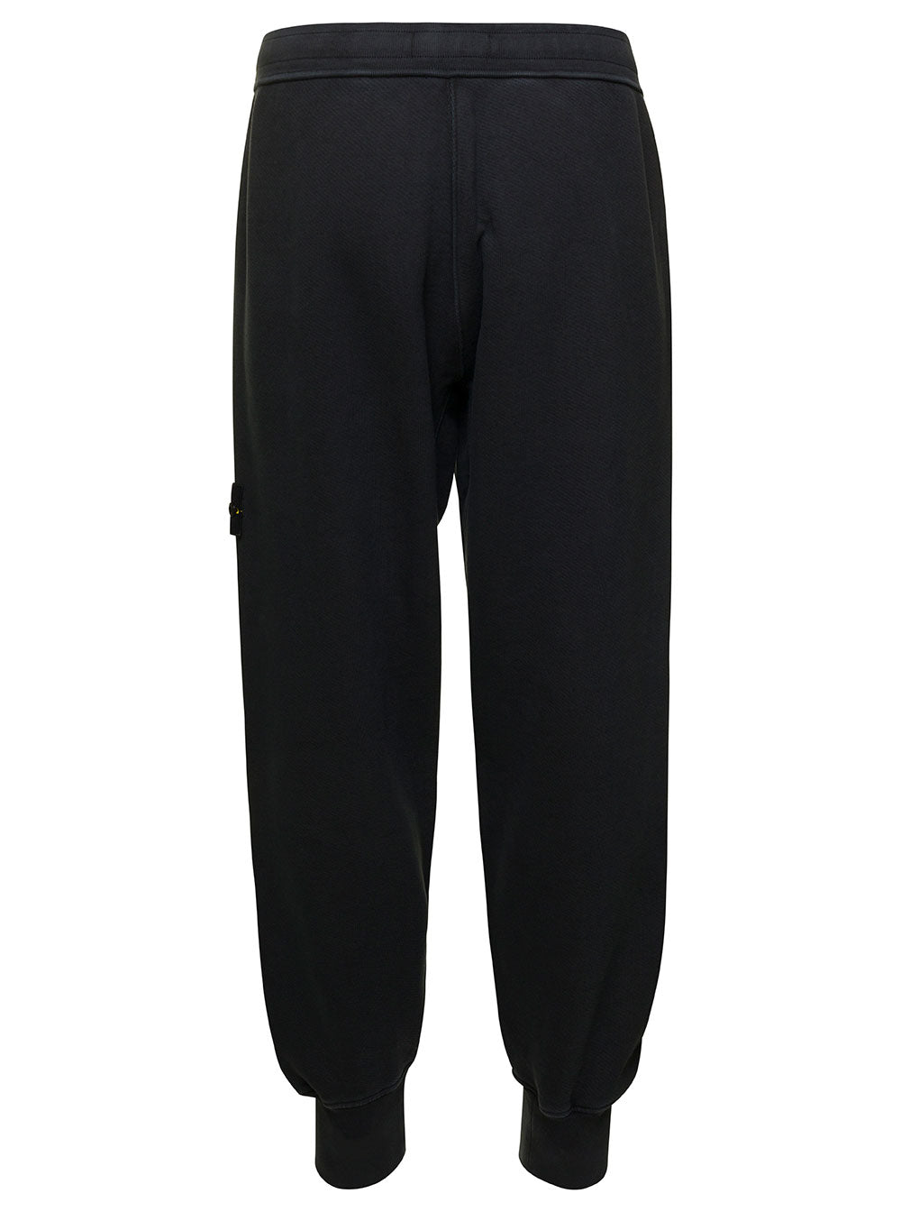 Black Jogger Pants With Logo Patch Cotton Man Trousers
