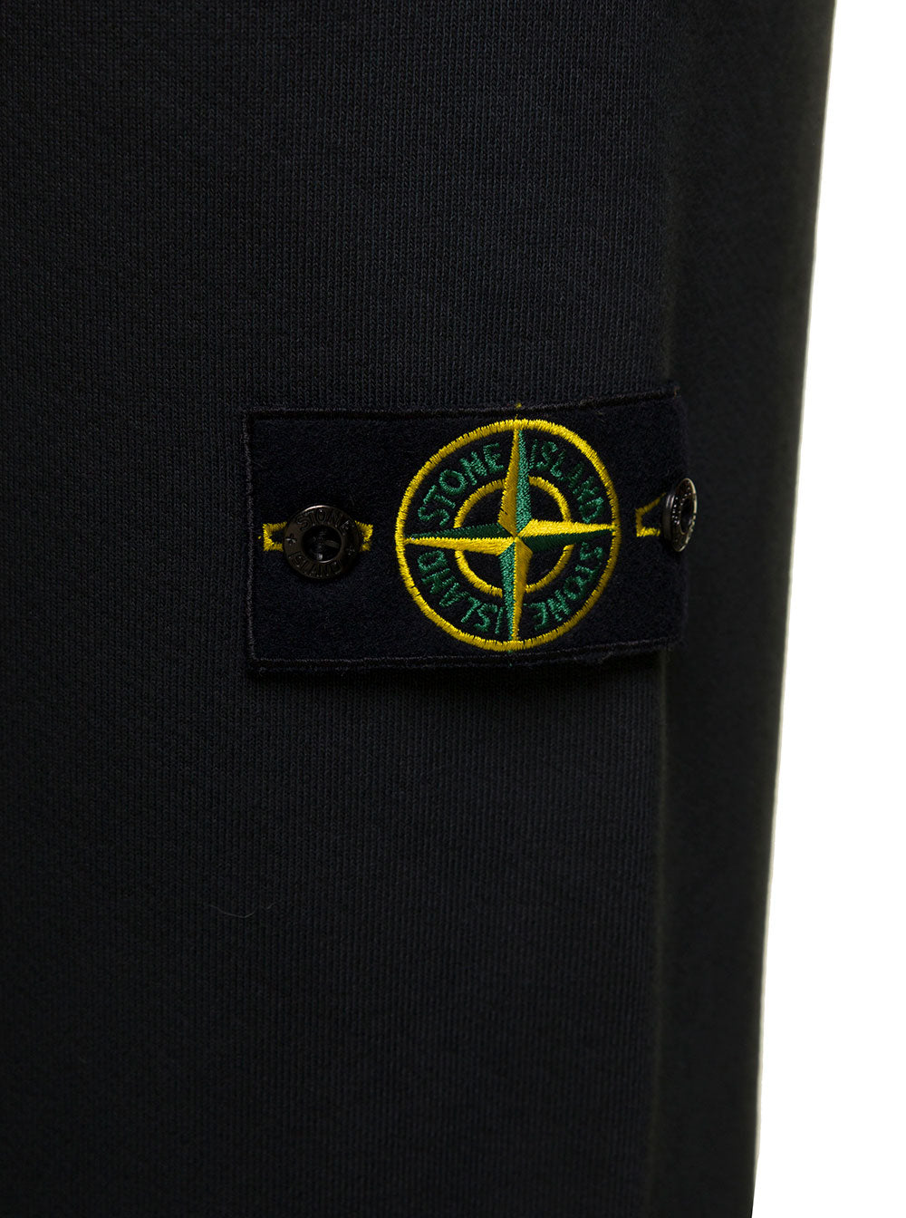 Black Jogger Pants With Logo Patch Cotton Man Trousers