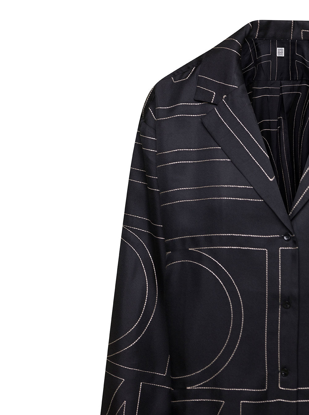 Black Shirt With All-Over Monogram Print Silk Woman And Blouses