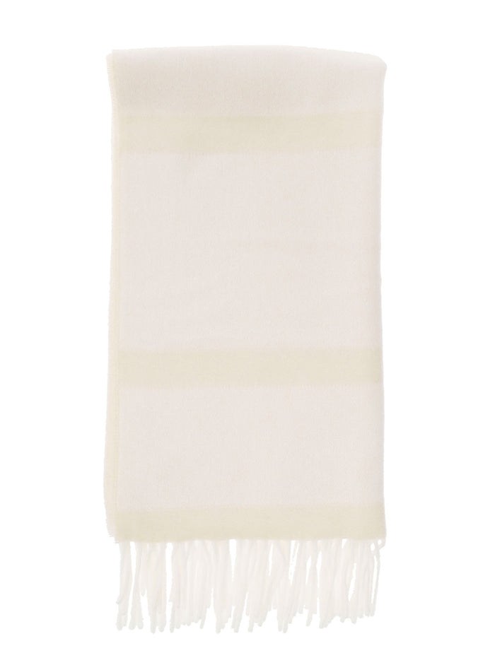White Scarf With Jacquard Monogram Wool Woman Rws Scarfs And Foulards