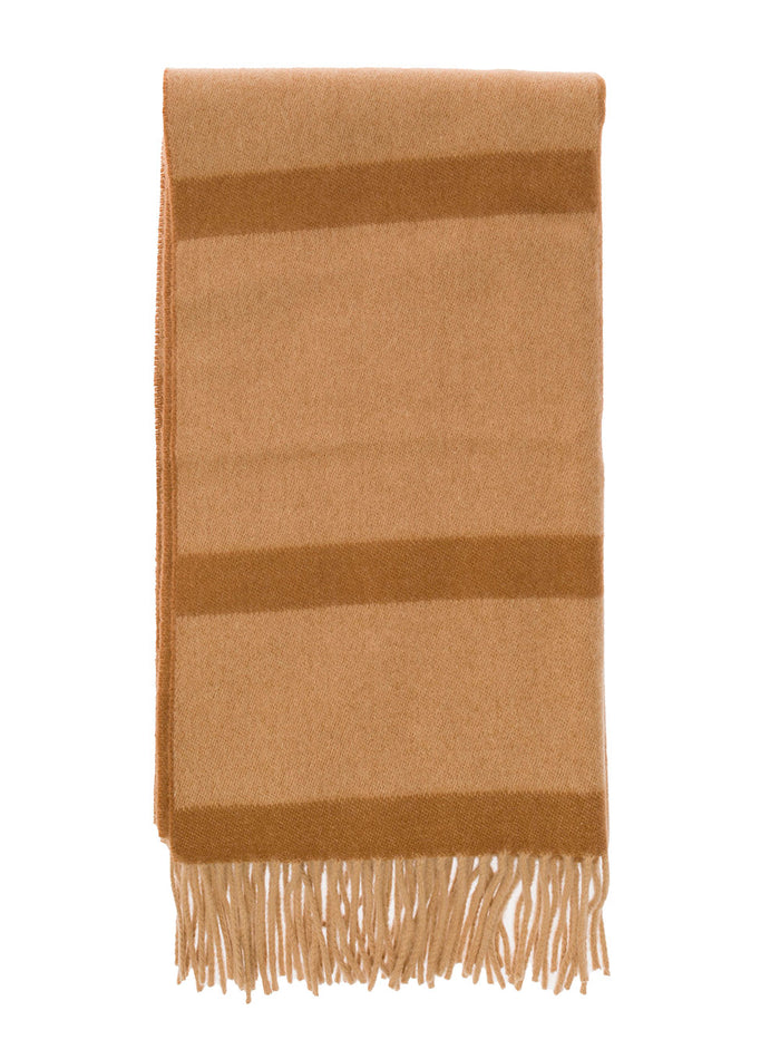 Brown Scarf With Jacquard Monogram Wool Woman Beige Rws Scarfs And Foulards