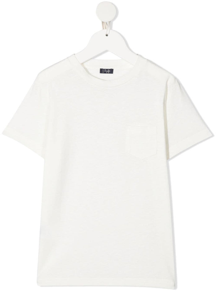White Crewneck T-Shirt Boy Cotton Blend Linen Tshirts And Polo Shirts