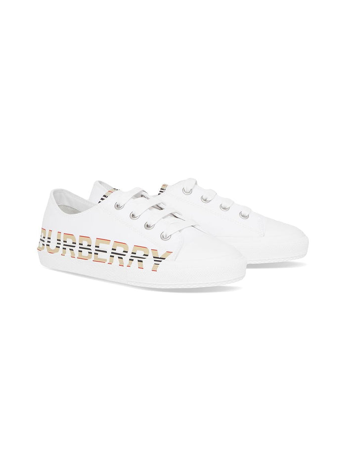 Larkhall Sneakers Fabric With Logo Print White Cotton