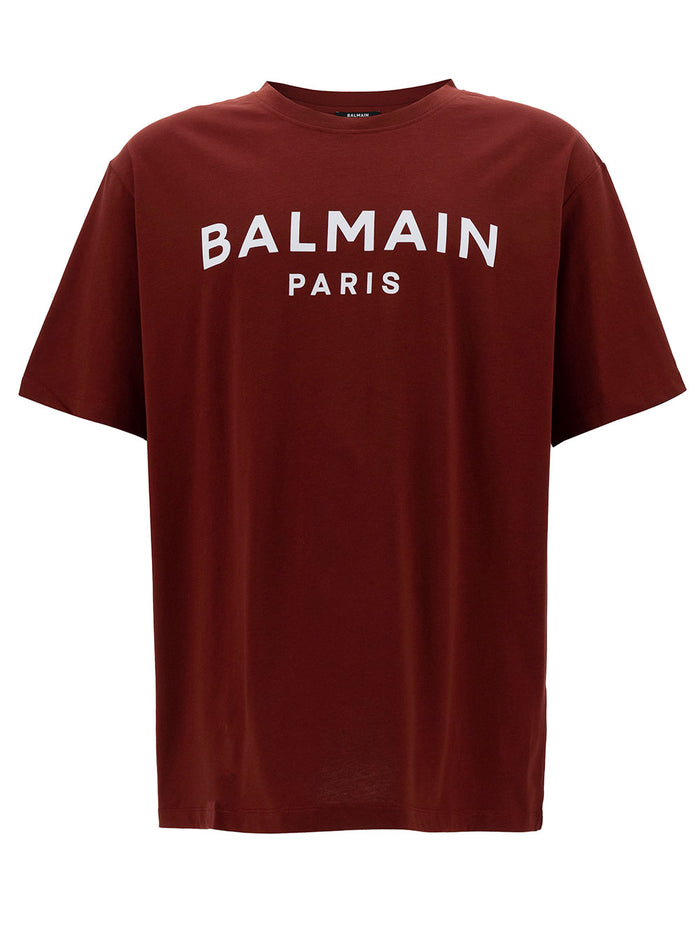 Red Crewneck T-Shirt With Contrasting Logo Lettering Print Cotton Man Tshirts And Polo Shirts