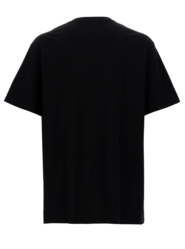 Black Loose T-Shirt With Contrasting Logo Print Cotton Man Tshirts And Polo Shirts