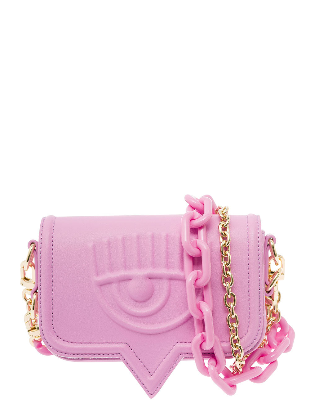Eyelike Pink Crossbody Bag With Tonal Logo Faux Leather Woman Violet Polyester