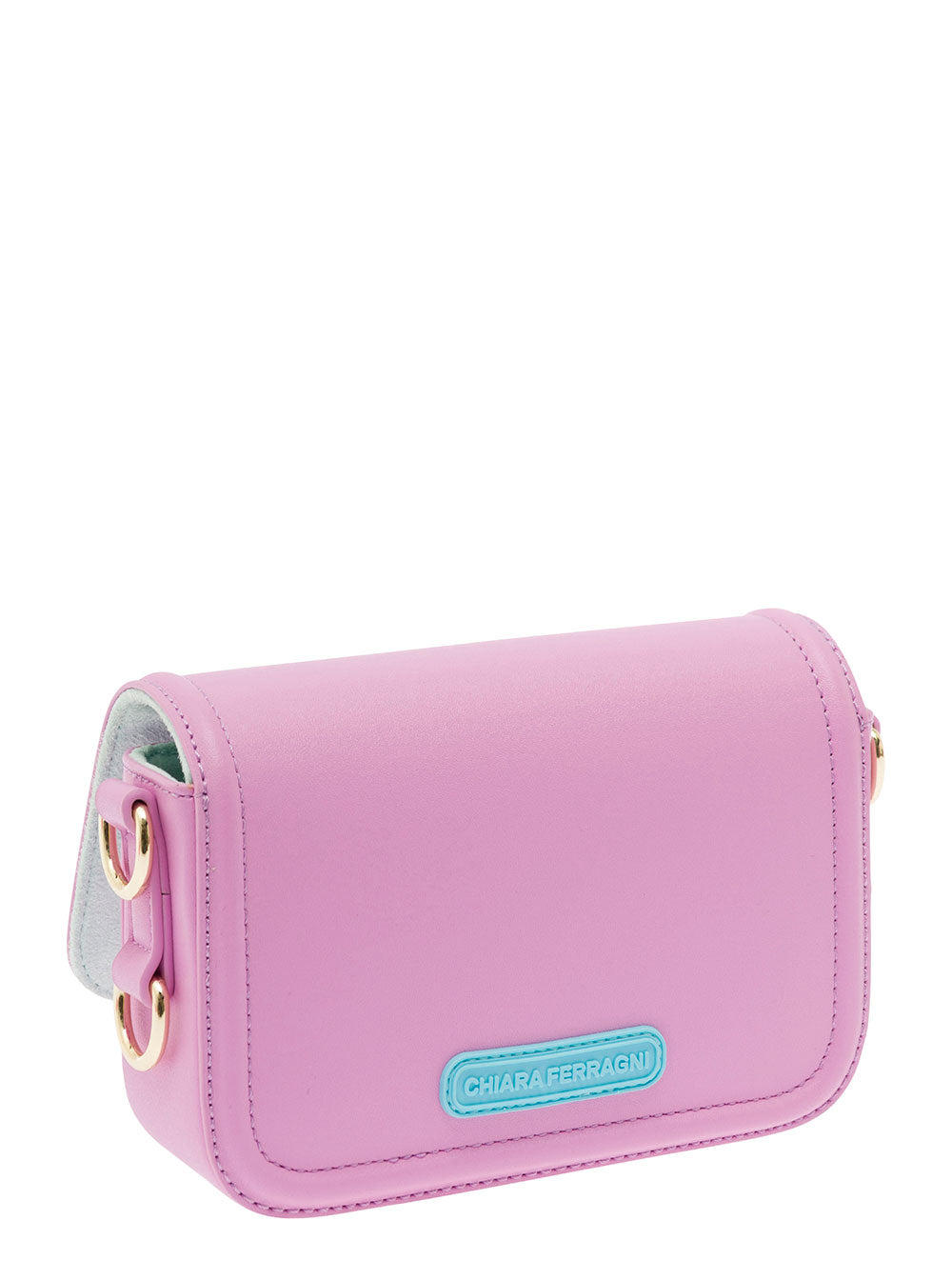 Eyelike Pink Crossbody Bag With Tonal Logo Faux Leather Woman Violet Polyester