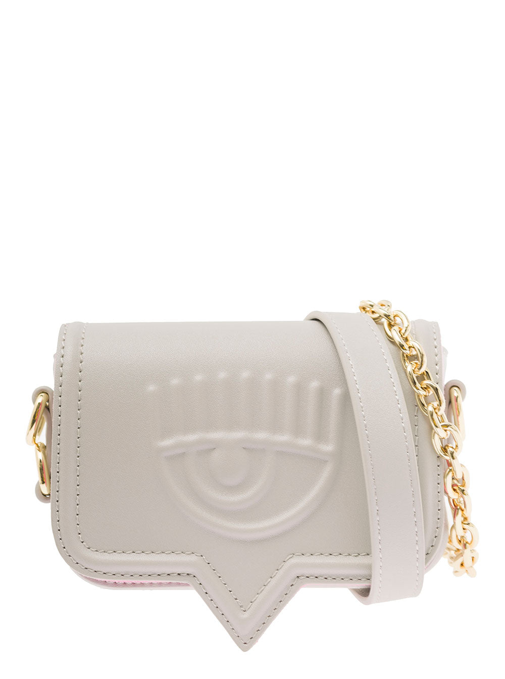 Eyelike Grey Crossbody Bag With Front Logo Faux Leather Woman