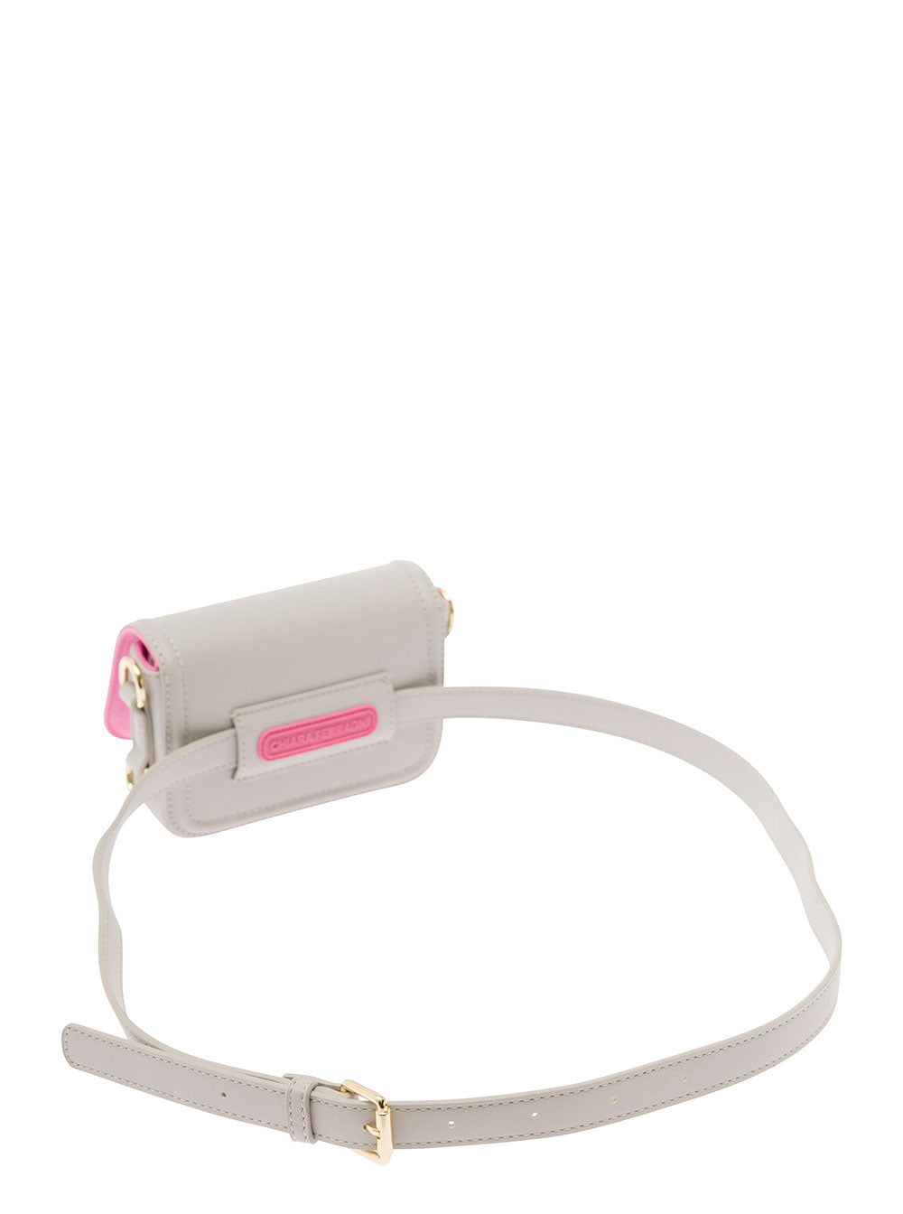 Eyelike Grey Crossbody Bag With Front Logo Faux Leather Woman