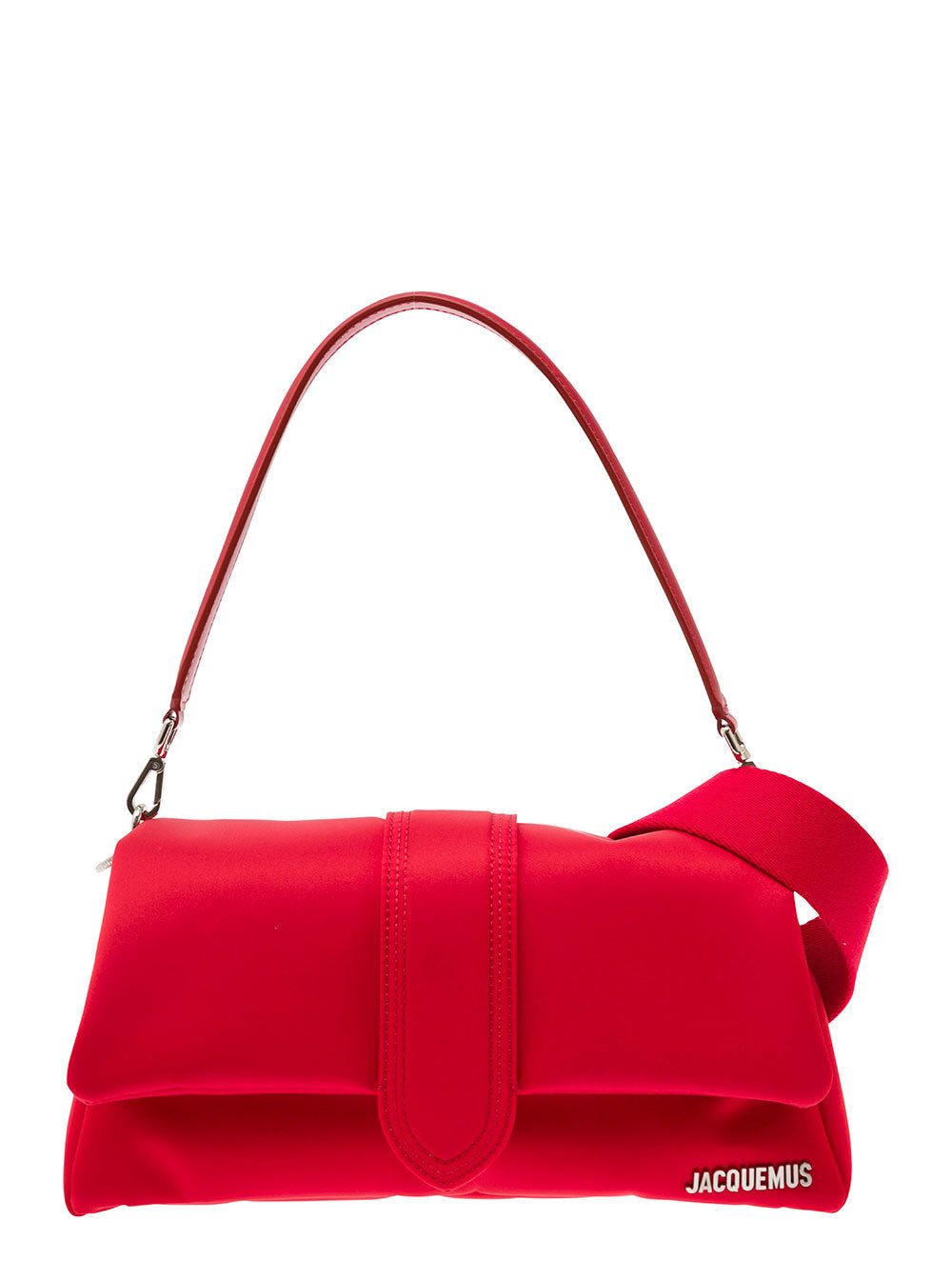 Le Bambimou Red Shoulder Bag With Metal Logo Lettering Nylon Man Crossbody