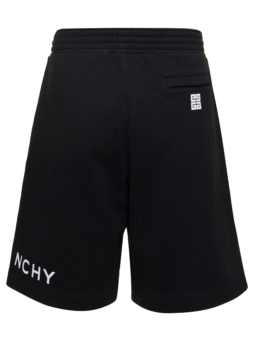 Black Boxy Shorts With Logo On The Leg Cotton Man And Bermuda