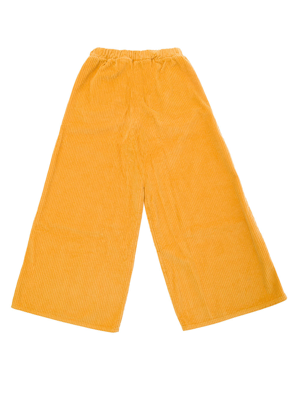 Yellow Pants With Front Buttons Corduroy Girl Cotton Trousers