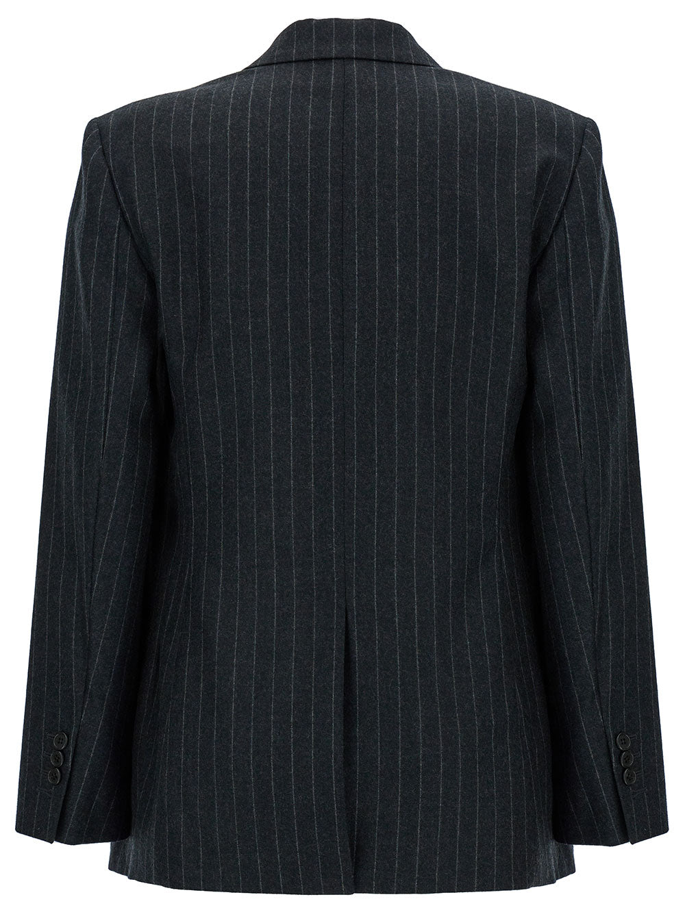 Grey Double-Breasted Jacket With Stripe Motif Wool Woman Virgin Blazers
