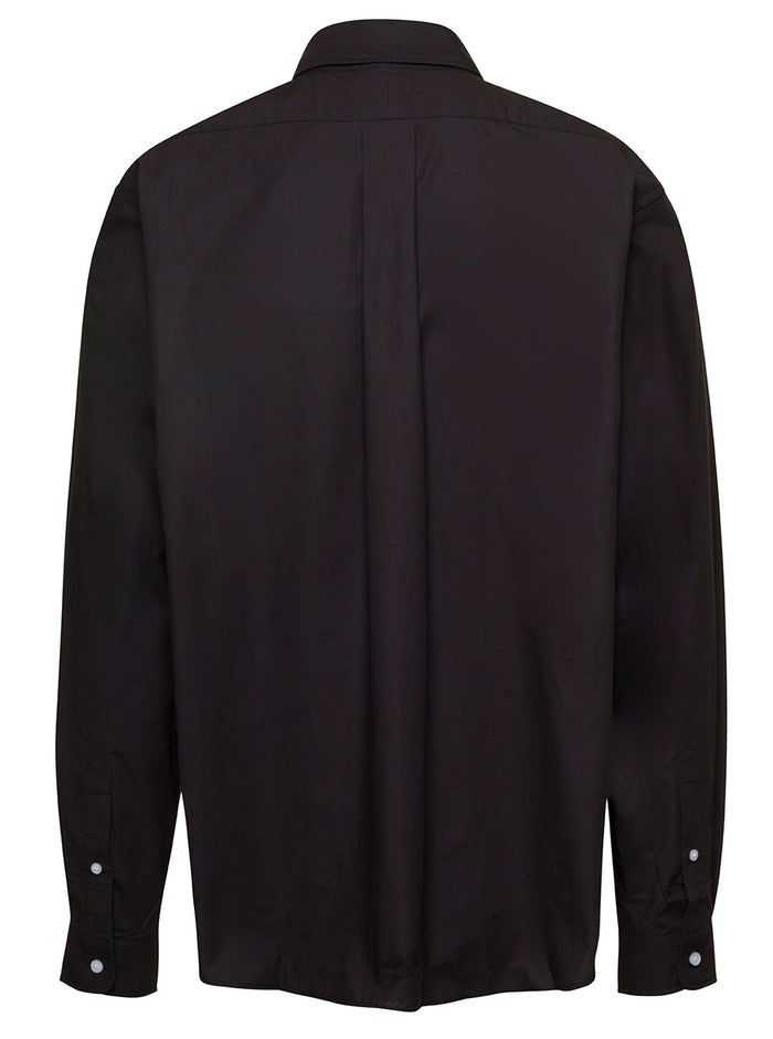 Black Shirt With Boke Flowe Logo On The Chest Cotton Man And Blouses