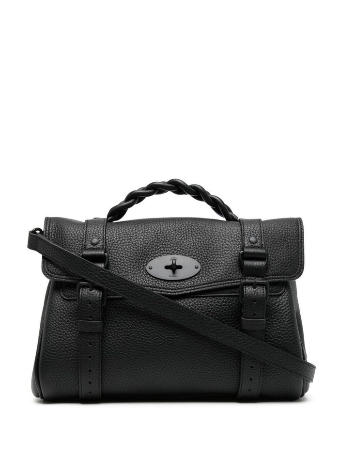 Alexa Heavy Black Leather Handbag Mulberry Woman Bovine Hand Bags