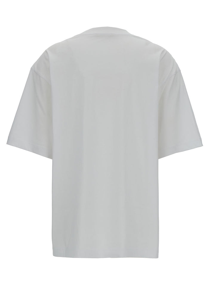 White Crewneck T-Shirt With Logo Print Cotton Woman Knit Tshirts And Polo Shirts