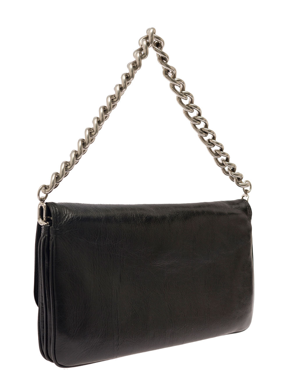 Flap Bb Soft Media Black Shoulder Bag With Logo Detail Leather Woman Calf