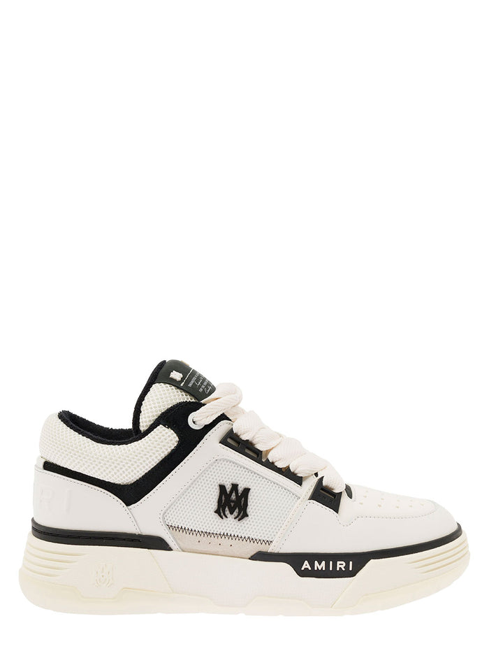 Ma-1 Black And White Low Top Sneakers With Logo Man Leather