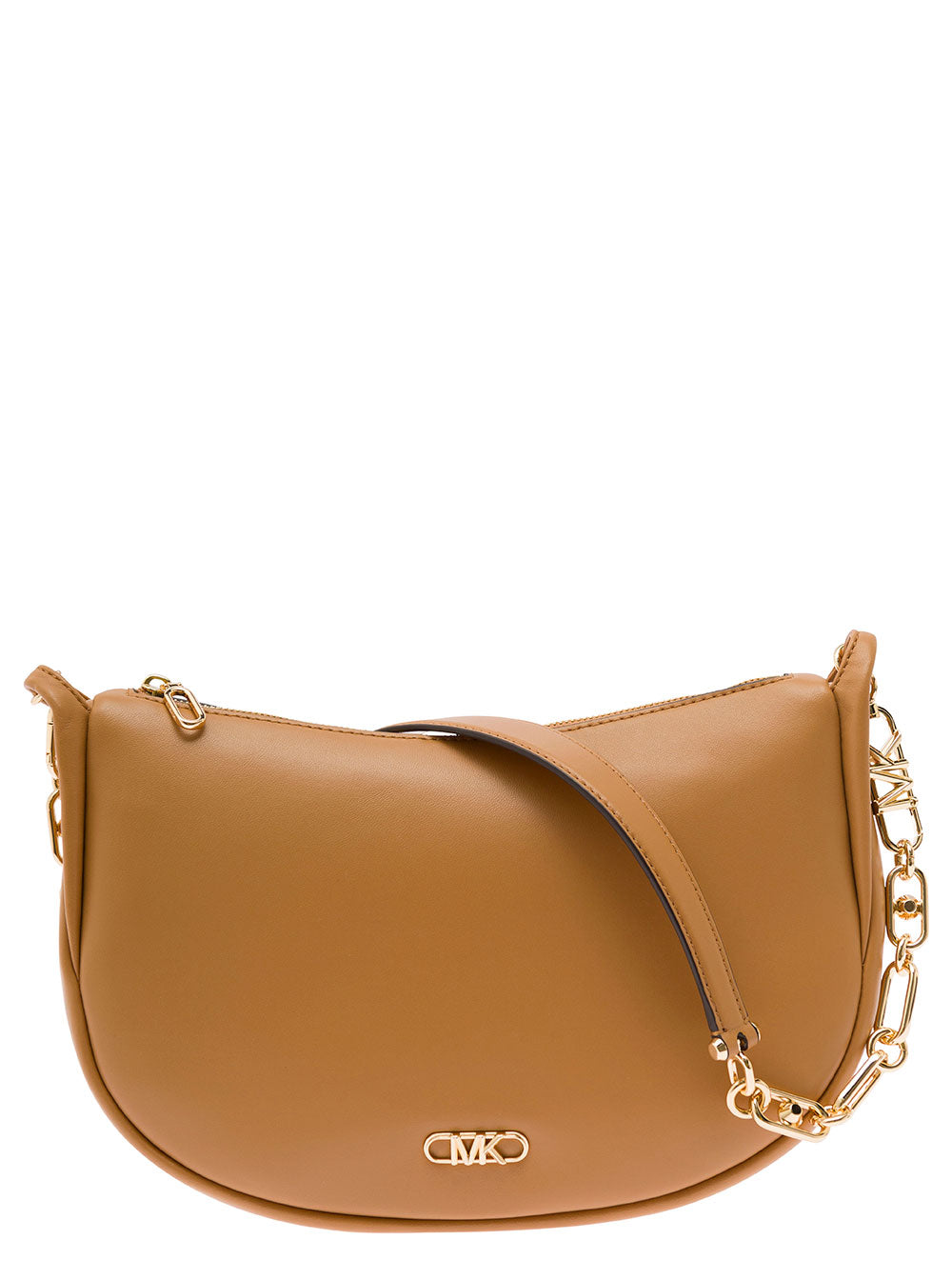 Kendall Beige Shoulder Bag With Metallic Logo Leather Woman Crossbody