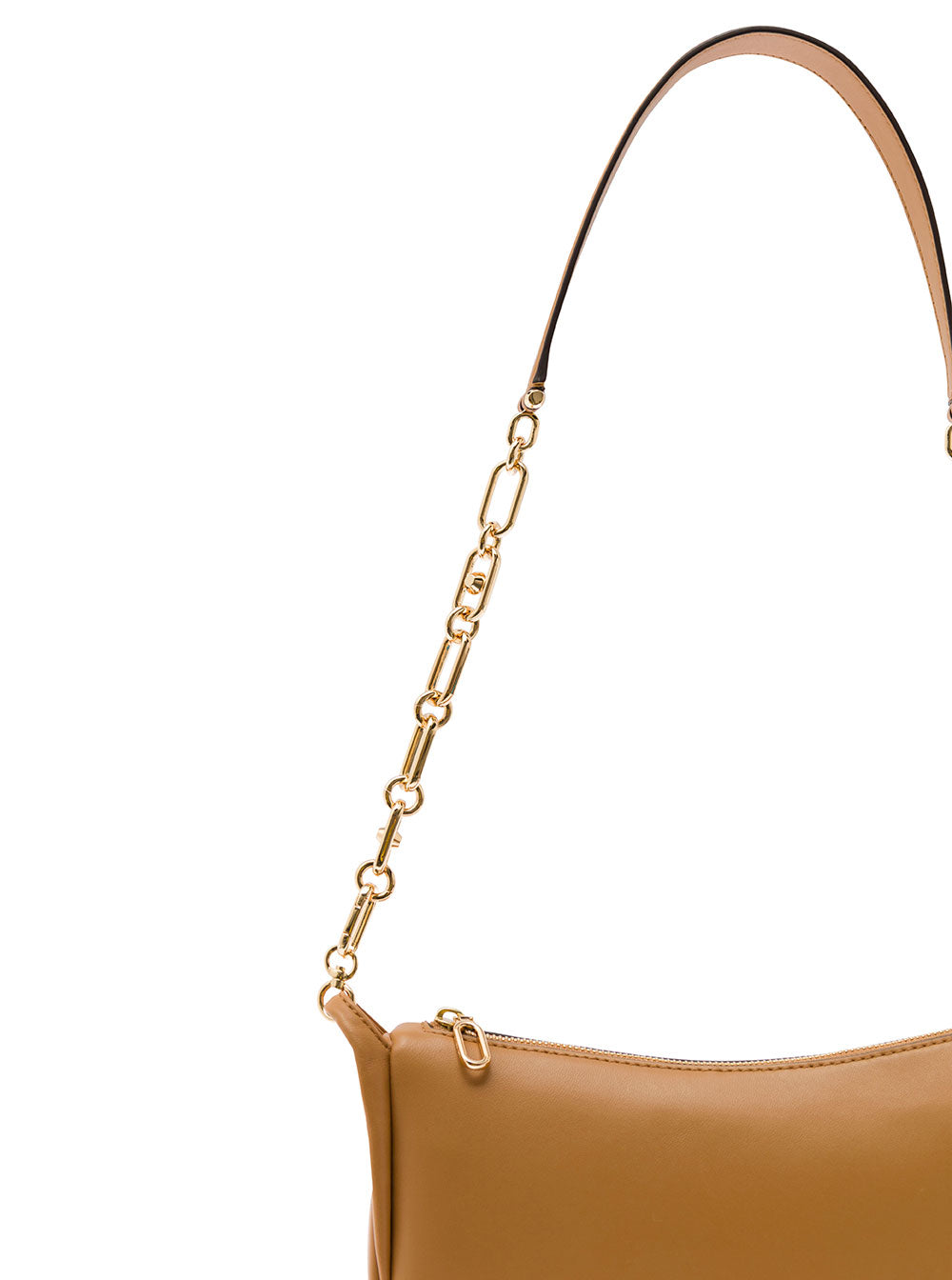 Kendall Beige Shoulder Bag With Metallic Logo Leather Woman Crossbody