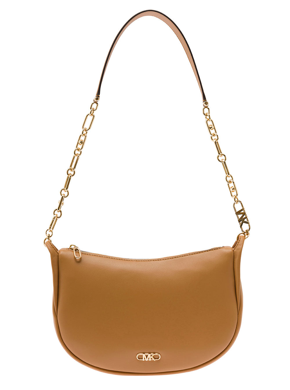 Kendall Beige Shoulder Bag With Metallic Logo Leather Woman Crossbody