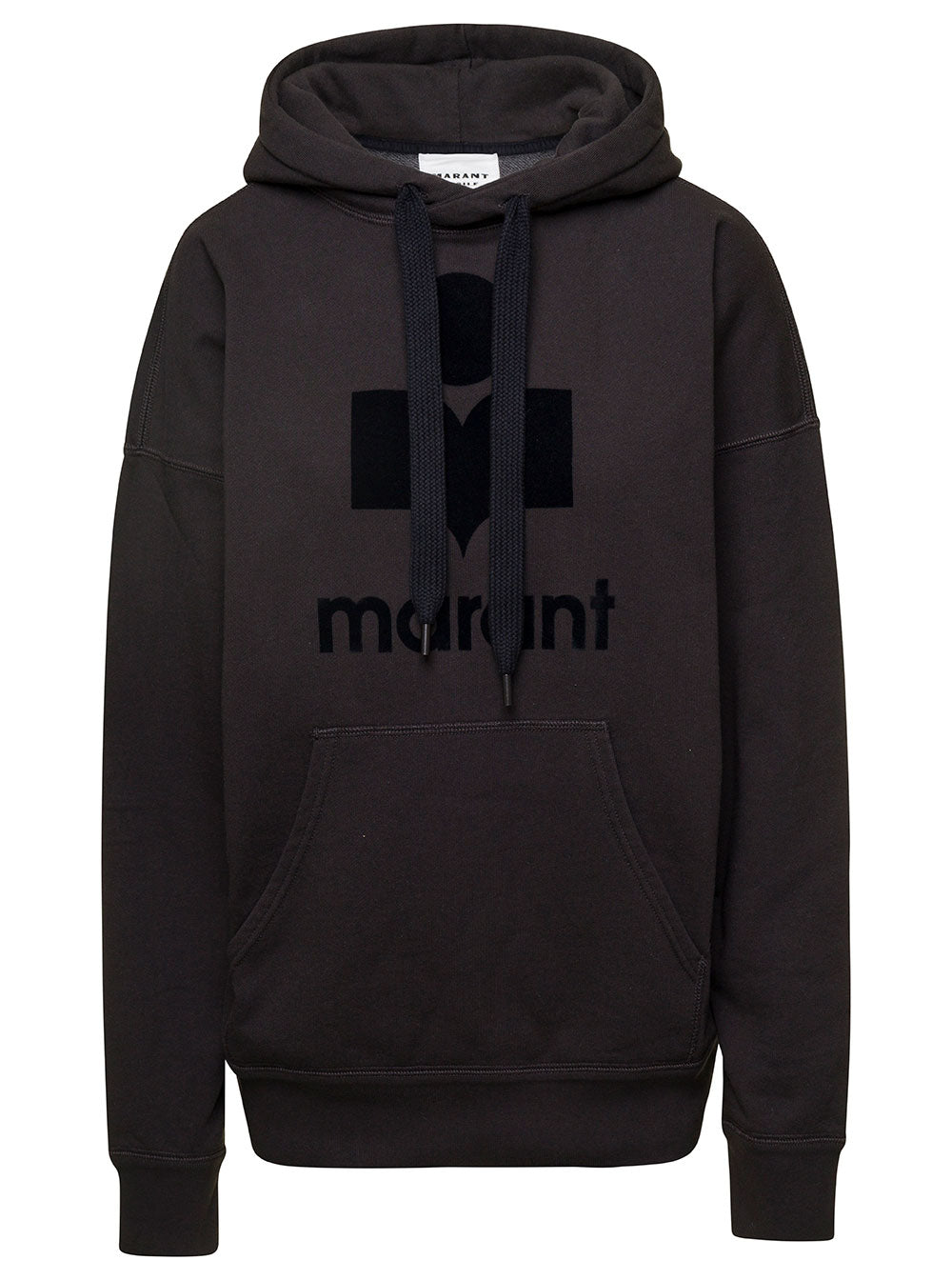 Black Hoodie With Tonal Logo Print Cotton Blend Woman Polyester Sweatshirts