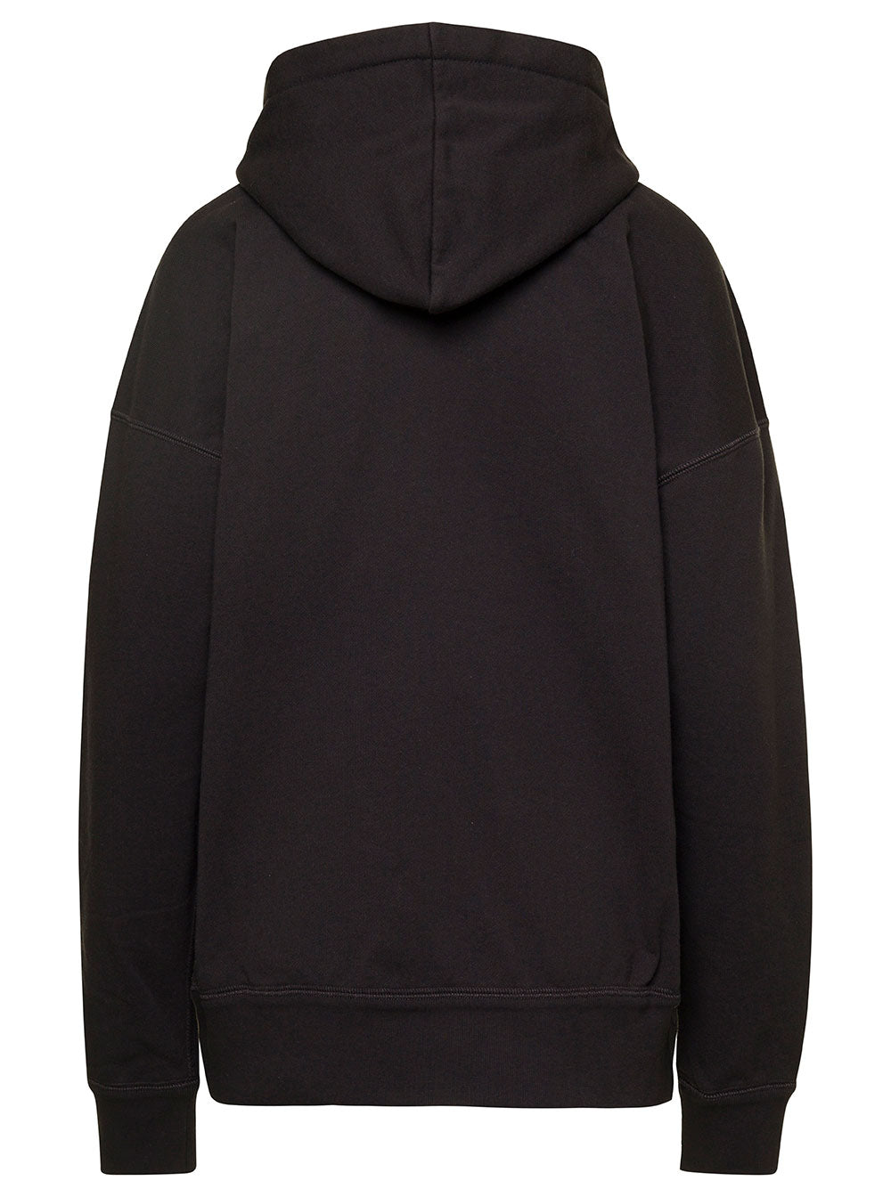 Black Hoodie With Tonal Logo Print Cotton Blend Woman Polyester Sweatshirts