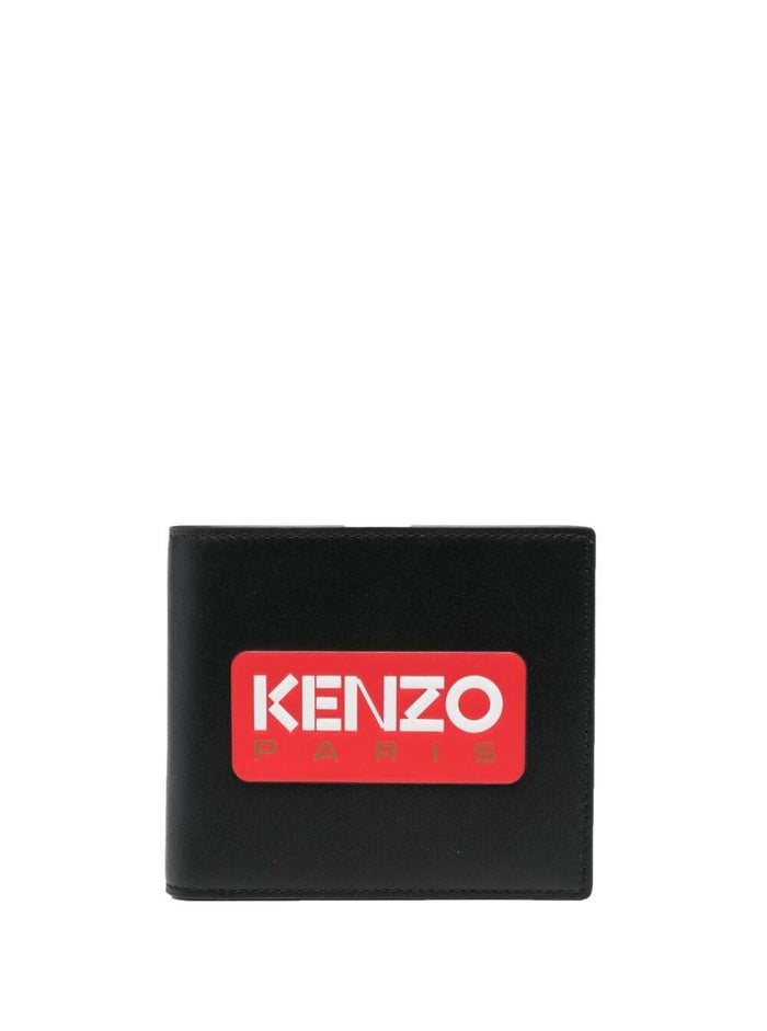 Black Bi-Fold Wallet With Logo Print To The Front Leather Man Cow Products