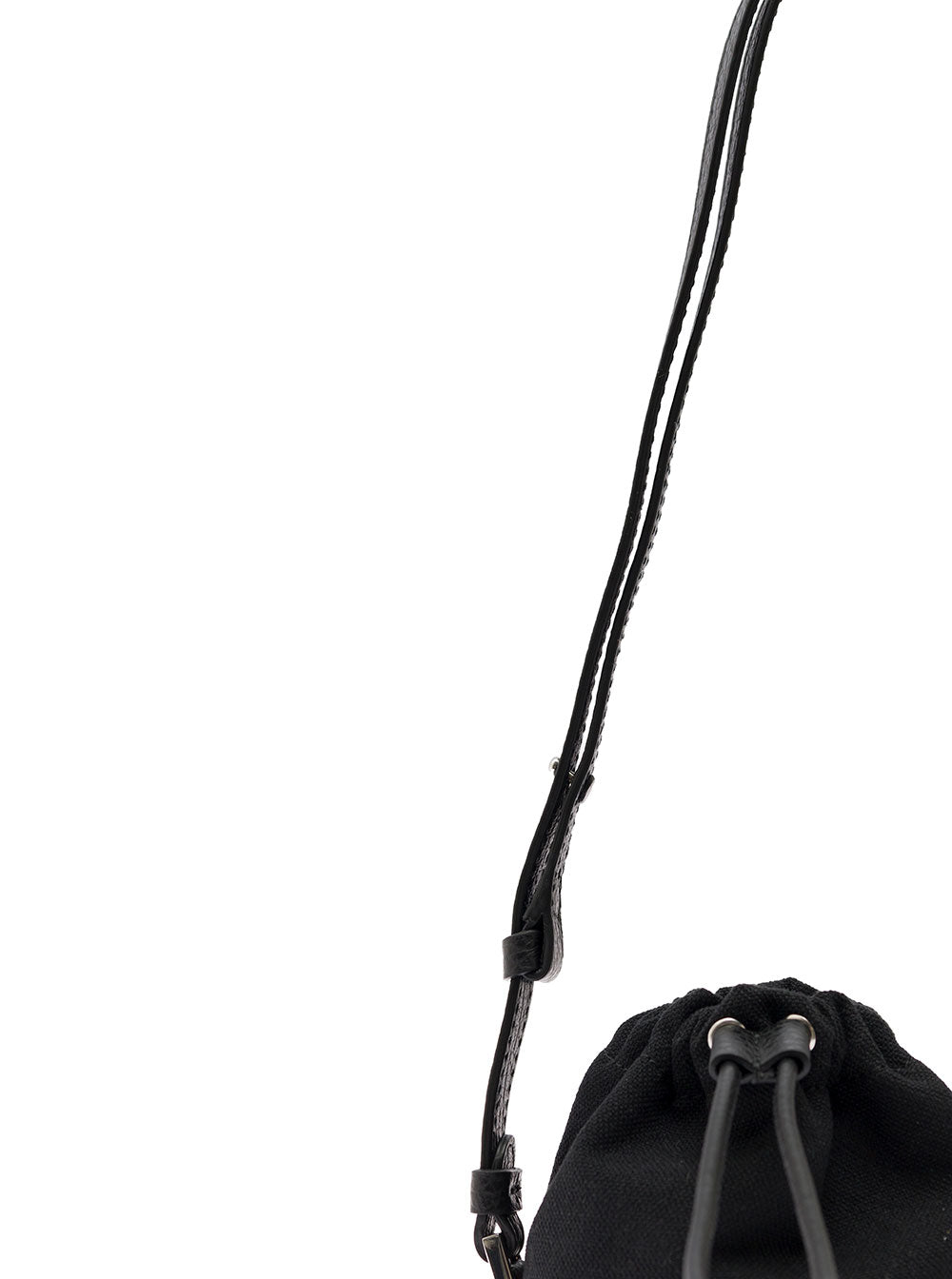 5ac Mini Black Bucket Hat With Shoulder Strap Grained Leather And Cotton Canvas Woman Polyvinyl Butyral Crossbody Bags