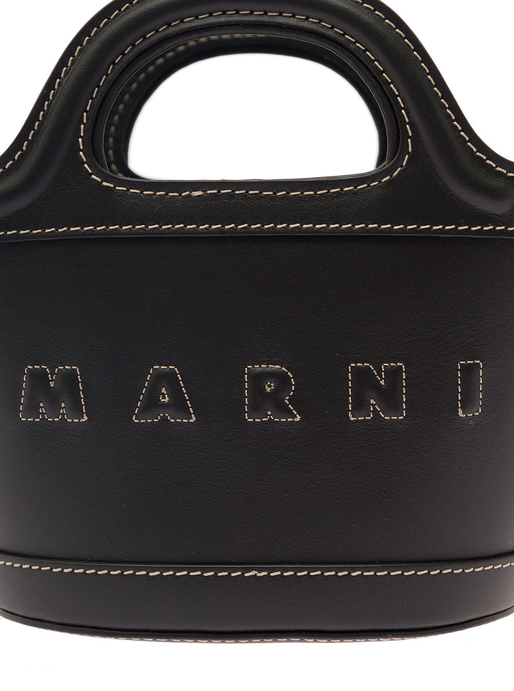 Black Tropicalia Hand Bag With Logo And Embossed Details Leather Woman Calf