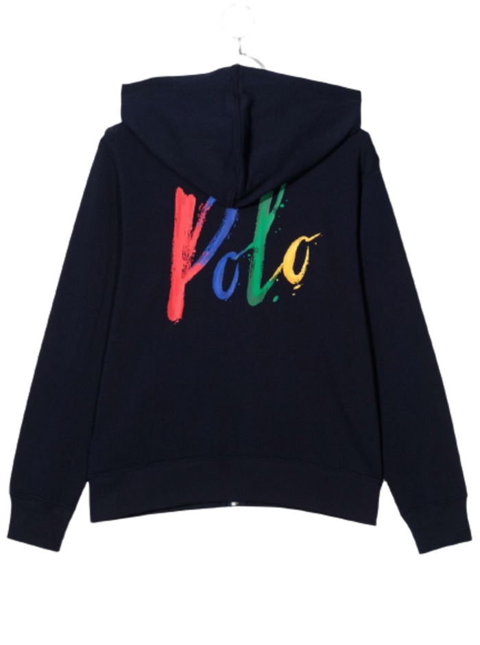 Polo Ralph Lauren Kids Boys Blue Cotton Hoodie With Logo Print Blu Sweatshirts