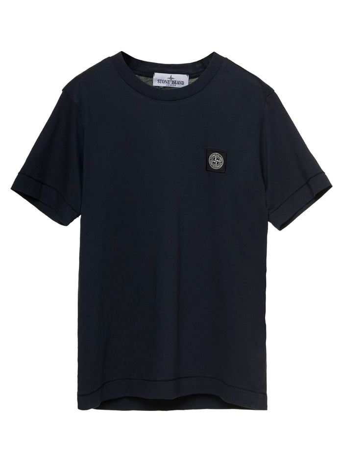 Blue Crewneck T-Shirt With Patch Logo And Pocket Cotton Boy Blu Tshirts Polo Shirts