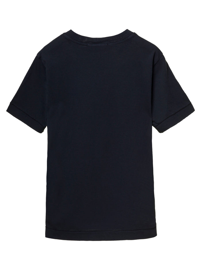 Blue Crewneck T-Shirt With Patch Logo And Pocket Cotton Boy Blu Tshirts Polo Shirts