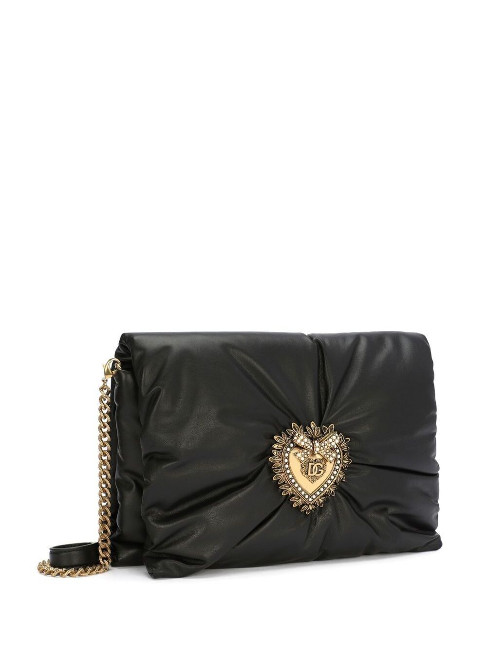Black Padded Devotion Crossbody Bag Calf Leather Woman