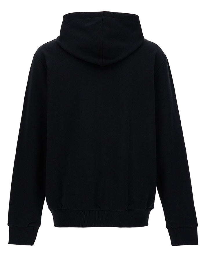 Black Hoodie With Contrasting Logo Cotton Man Sweatshirts